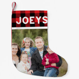 Matching family photo cute red plaid christmas  small christmas stocking