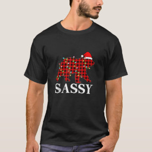 Matching Family Pyjamas Buffalo Plaid Sassy Bear C T-Shirt