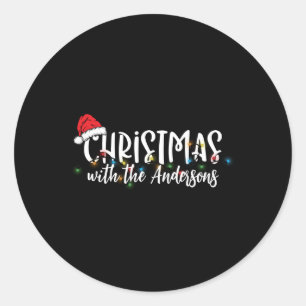 Matching Family String Lights Santa Hat Christmas  Classic Round Sticker