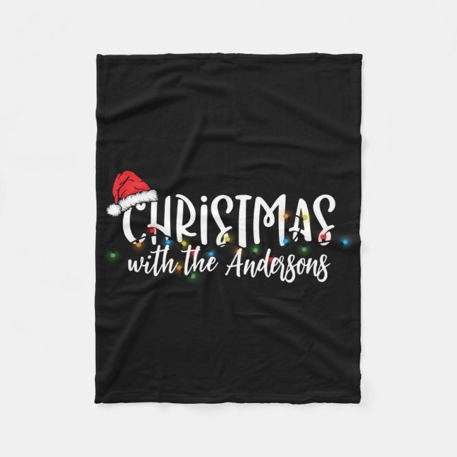 Matching Family String Lights Santa Hat Christmas  Fleece Blanket (Front)