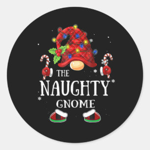 Matching Family The Naughty Gnome Christmas Group  Classic Round Sticker