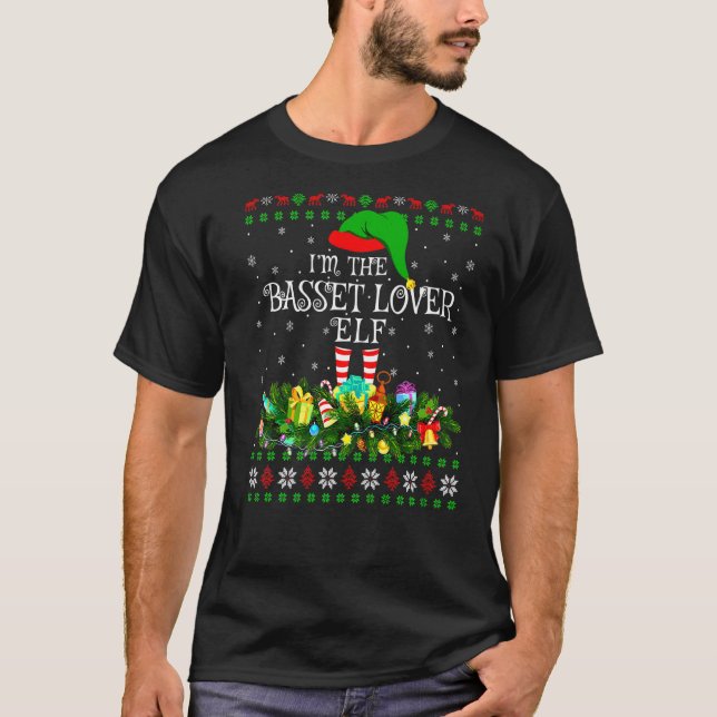 Matching Family Ugly Basset Hound   Elf Christmas T-Shirt (Front)