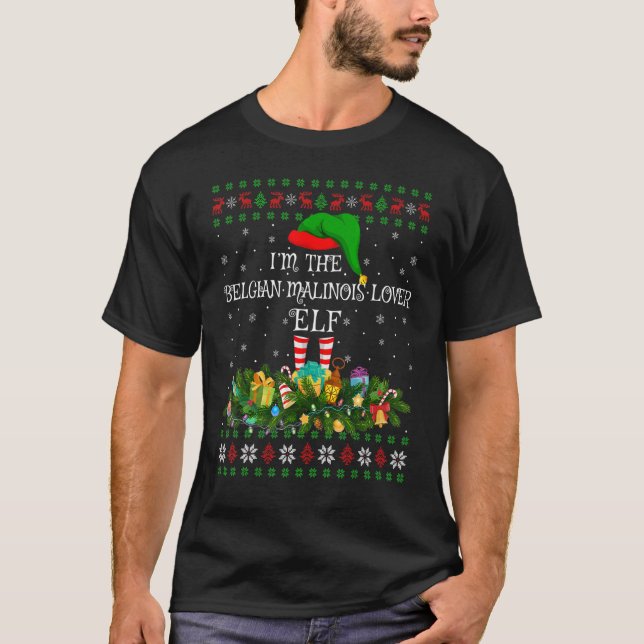 Matching Family Ugly Belgian Malinois Elf Christma T-Shirt (Front)