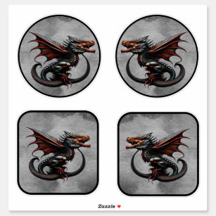Matching Fierce Red Winged Black Dragons