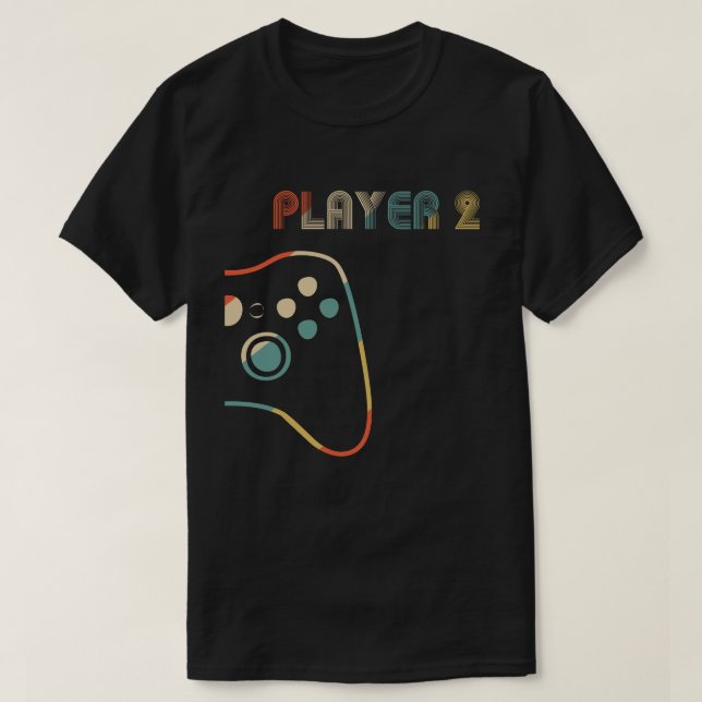 Matching Gamer Couple Player 1 Player 2 T-Shirt (Design Front)