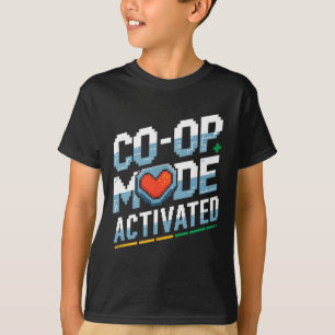 Matching Gamer Couple Retro Gaming Co-op Mode Acti T-Shirt