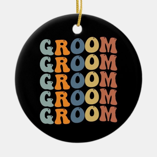 Matching Getting Ready Bride & Groom Wedding Groom Ceramic Ornament (Front)