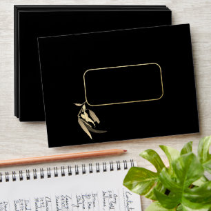 Matching Gold Foil Black Eucalyptus Christmas  Envelope