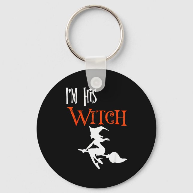 Matching Halloween I'm His Witch_i'm Her Boo Coupl Keychain (Front)