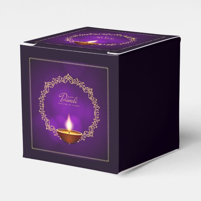 Matching Happy Diwali Purple Favor Box (Front Side)