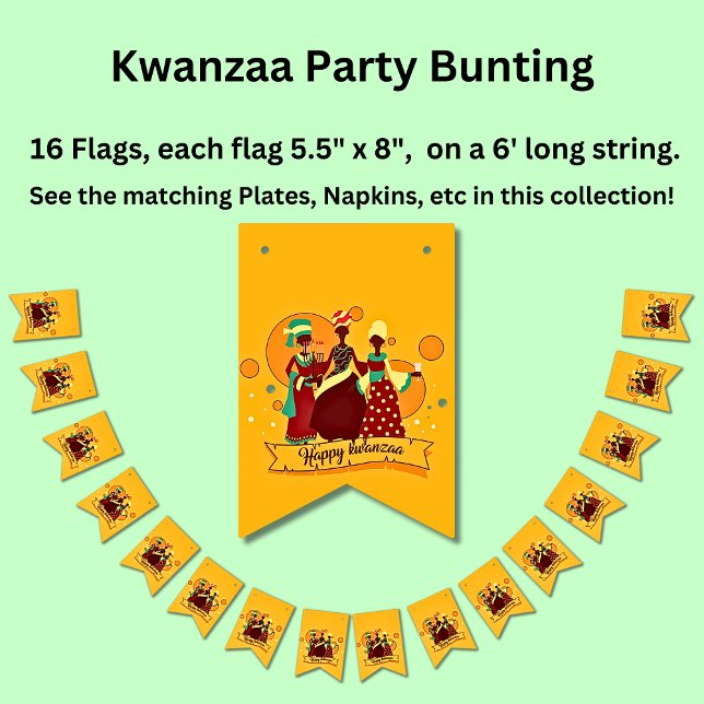 Matching Happy Kwanzaa 3 Ladies Yellow Bunting Flags (Creator Uploaded)