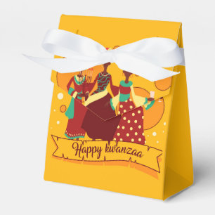 Matching Happy Kwanzaa 3 Ladies Yellow Favor Box