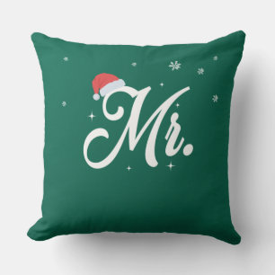 Matching His and Hers Holiday Gifts- Mr. and Mrs. Throw Pillow