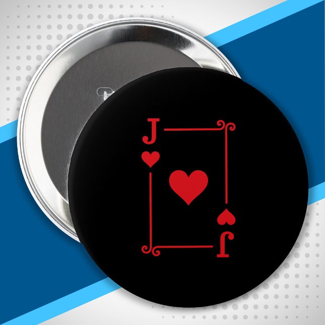 Matching Jack Hearts Suit Playing Cards Modern 4 Inch Round Button (Creator Uploaded)