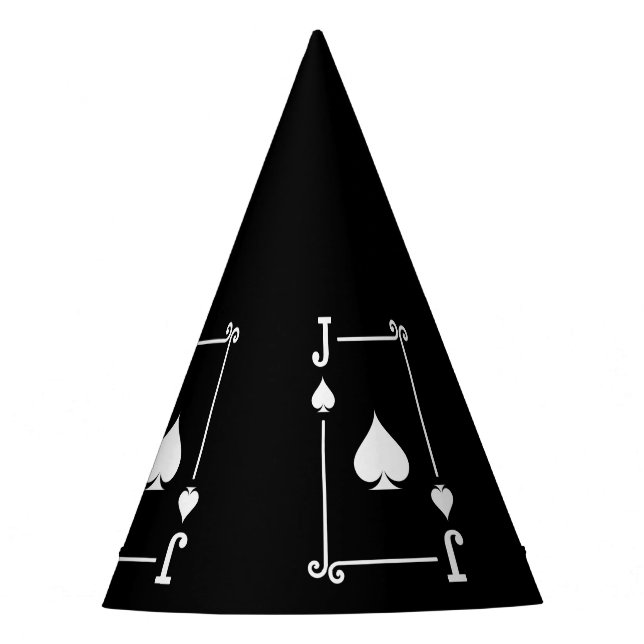 Matching Jack Spades Suit Playing Cards Modern Party Hat (Front)