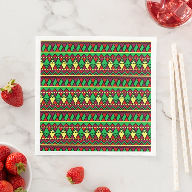 Matching Kwanzaa Yellow Red Black Green Napkin (Insitu)
