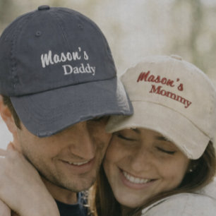 Matching Mommy Daddy embroidered caps set