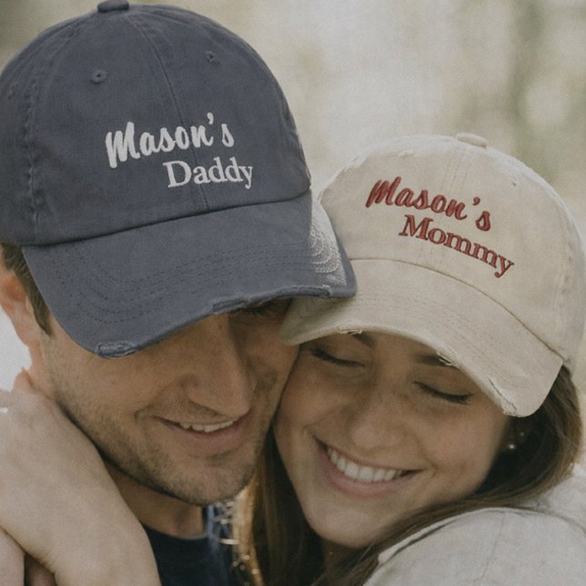 Matching Mommy Daddy embroidered caps set (Creator Uploaded)