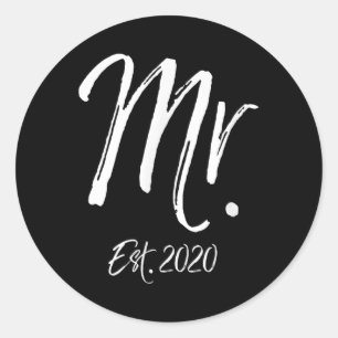 Matching Mr. & Mrs. Est. 2020 Wedding Gifts Mr Classic Round Sticker
