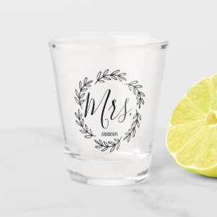 Matching Mrs. Monogram Wreath Shot Glass