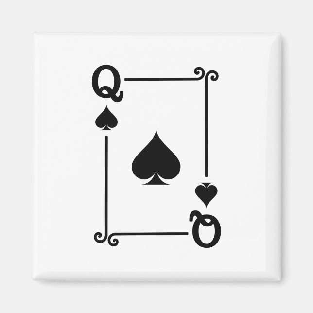Matching Queen Spades Suit Playing Cards Modern Magnet (Front)