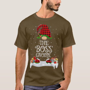 Matching Red Buffalo Plaid The Boss Gnome Christma T-Shirt