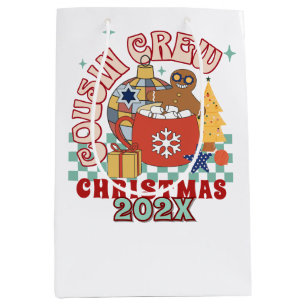 Matching retro cousin crew Christmas kids Medium Gift Bag