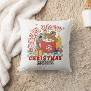 Matching retro cousin crew Christmas kids Throw Pillow