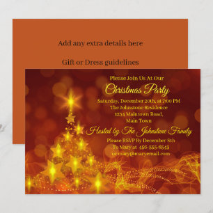 Matching Set Gold Stars Tree Change Text Christmas Invitation