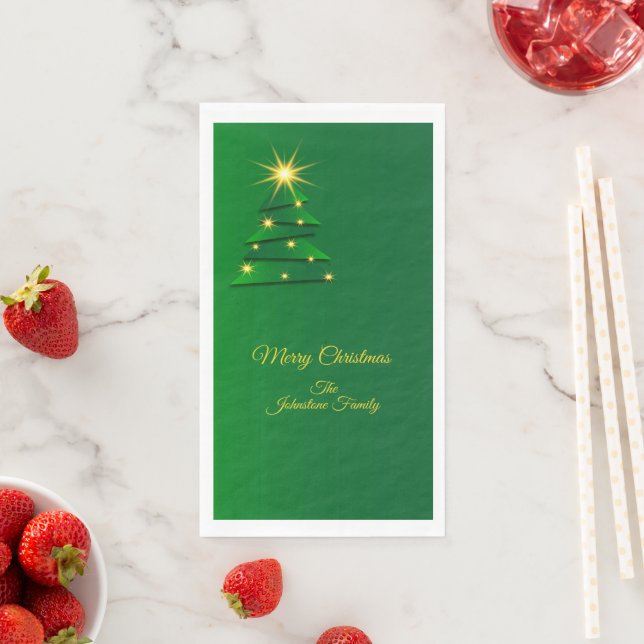 Matching Set Green Tree Change Name Guest Towel Napkin (Insitu)