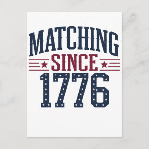 Matching Since 1776 250th Anniversary 4th of July  Holiday Postcard
