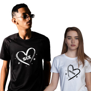 Matching Six and Seven Heart Couple T-Shirt
