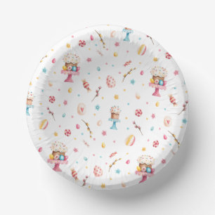 Matching Spring-Easter Pattern 7-in Paper Bowls Paper Plate