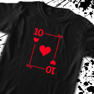 Matching Ten Hearts Suit Playing Cards Modern 10 T-Shirt