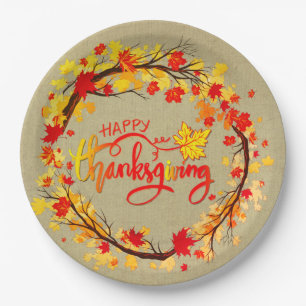 Matching Thanksgiving Autumn Leaf Tones 9" Paper Plate