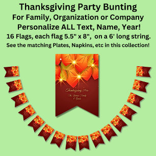 Matching Thanksgiving Orange Leaf Name Year Bunting Flags
