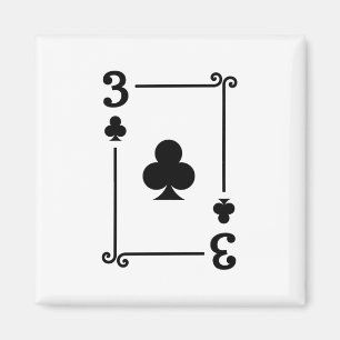 Matching Three Clubs Suit Playing Cards Modern 3 Magnet