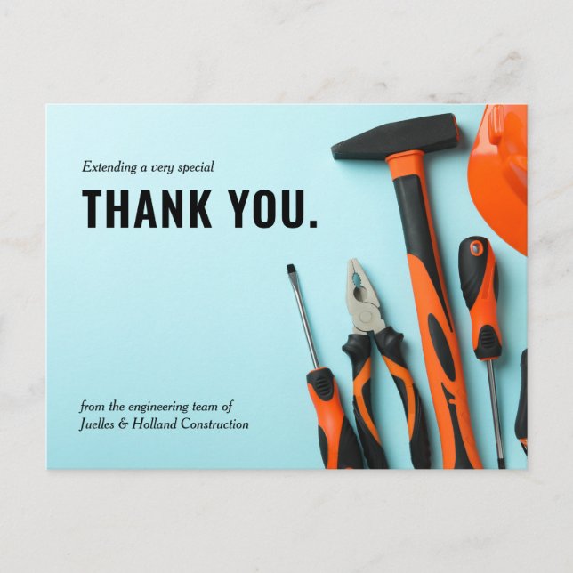 Matching Toolset Construction | Minimal Thank You  Postcard (Front)