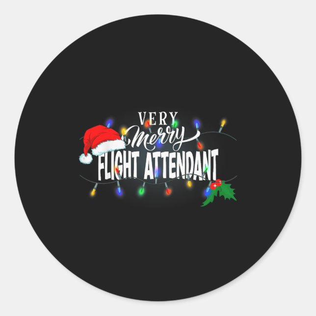 Matching Very Merry Flight Attendant Christmas  Classic Round Sticker (Front)