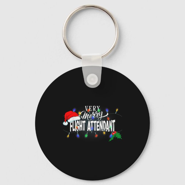 Matching Very Merry Flight Attendant Christmas  Keychain (Front)