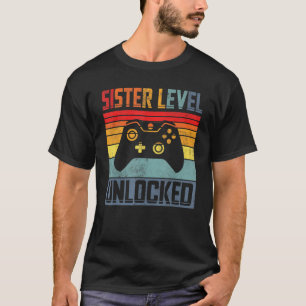 Matching Video Game Birthday Vintage Sister Level  T-Shirt