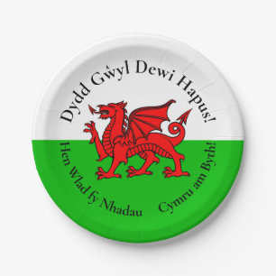 Matching Welsh Dragon St David's Day 7" Paper Plate