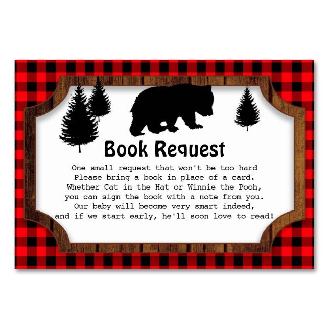 Matching Woodsy Bear Book Request Insert Card (Front)