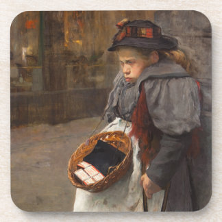 Matchstick Girl Poor Street Urchin Urban Poverty   Coaster