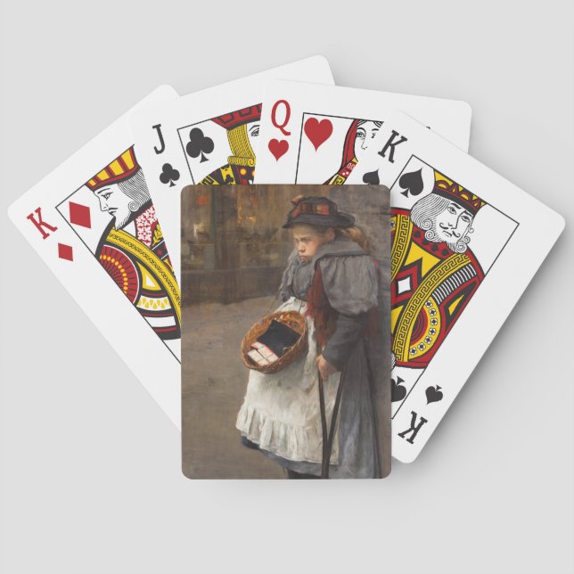 Matchstick Girl Poor Street Urchin Urban Poverty   Playing Cards (Back)