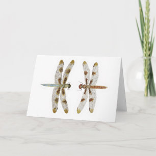 Mated Pair of 12 Spotted Skimmer Dragonflies Card