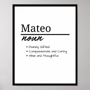 Mateo, Boy Personalized Name Definition  Poster