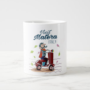 Matera Italy Cartoon Scooter travel print Large Coffee Mug