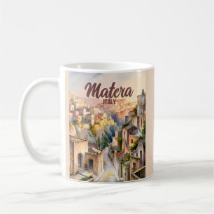 Matera Italy Sassi Personalized Watercolor Vintage Coffee Mug