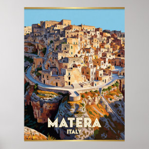 Matera Italy Sassi Travel Scene Poster